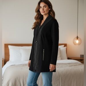 Chico’s Zenergy Zip Front Hip Length Black Travel Jacket Coat Size 0 Reg 6